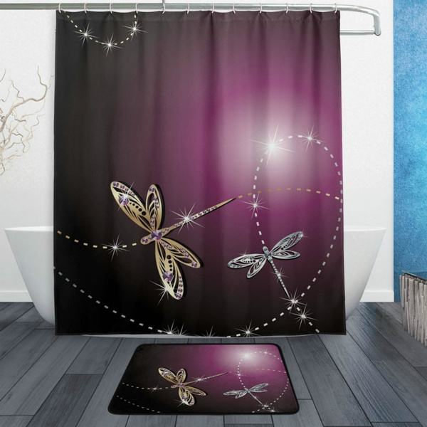 Shiny Dragonfly Shower Curtain, Shiny Shower Curtain Hooks