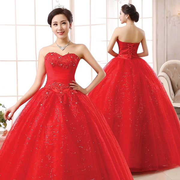 big red wedding dress