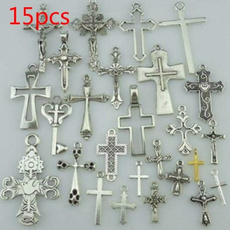 15pcs Alloy Religion Varies Cross shapes Silver Findings Pendant Beads