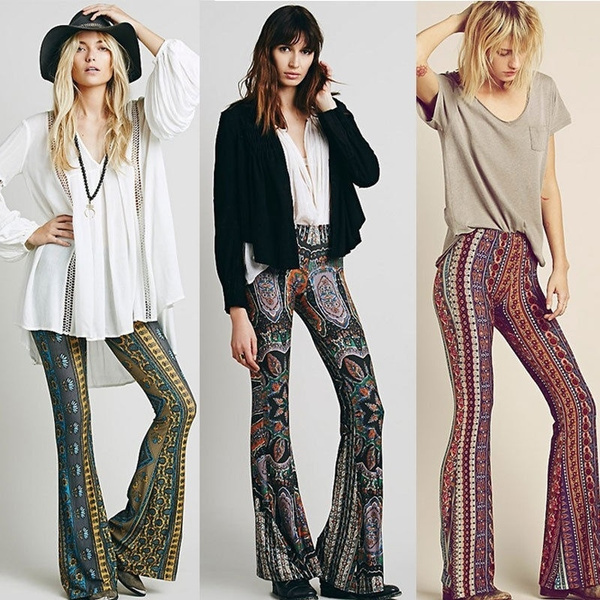 boho stretchy bell bottom pants