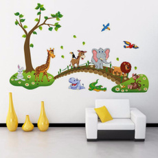 cute, Decoración, cartoonanimalsremovablewalldecal, Wall Decals & Stickers