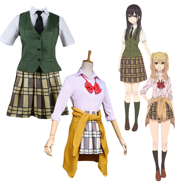 Cosplay Anime Uniform Citrus Aihara Yuzu Mei School Uniform Vest Shirt  Skirt Full Set Costume,the item is Asian size ,its smaller than US/EU/UK  size . | Wish