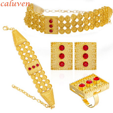 goldcolorjewelryset, Wedding Accessories, 24kgoldplatedjewelryset, Chokers Necklaces