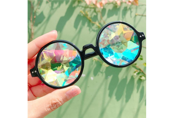 RETYLY Kaleidoscope Glasses Rave Festival Party Sunglasses Diffracted Lens-Pink