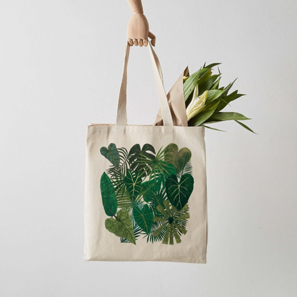 Botanical Plants Canvas Tote Bag, Plant bag, botanical print, shopper,  shoulder bag, fair trade, botanical bag, gift for her, shopper bag