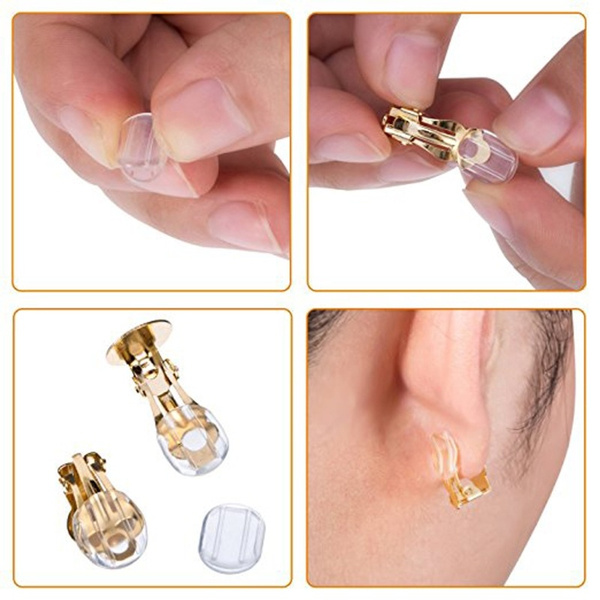 50pcs Clear Comfort Earring Pads Silicone Anti Pain Cushion For Clip On Earrings
