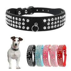Rhinestone Suede Leather Pet Dog Collar Bling Crystal for Small Medium Large Dog