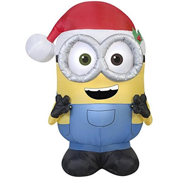 Airblown Bob Minion Wearing Santa Hat 