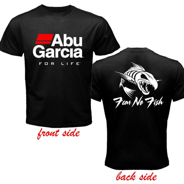 Mens Abu Garcia Fishing Reel Logo 2 Sides Black T Shirt Size S-3XL