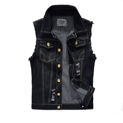 Custom Fashion Collar Down Embroidery Back Vest Pocket Men Sleeveless Denim  Jacket - China Denim Jacket and Jackets for Men price | Made-in-China.com