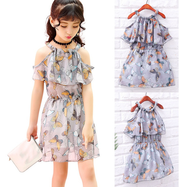 partícipe comerciante barrera Baby Girls Dress Summer 2018 Fashion Children Clothing Kids Butterfly Dress  Chiffon Princess Costume Vestidos 3-12 Yrs | Wish