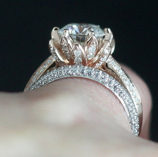 lotus flower diamond ring