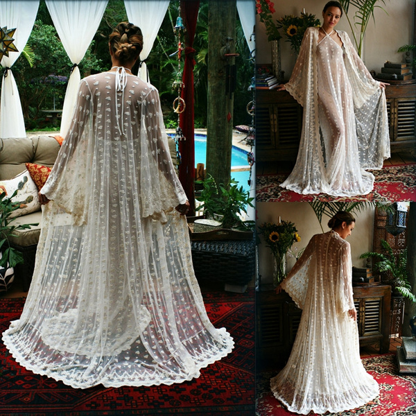 bridal lace dressing gown