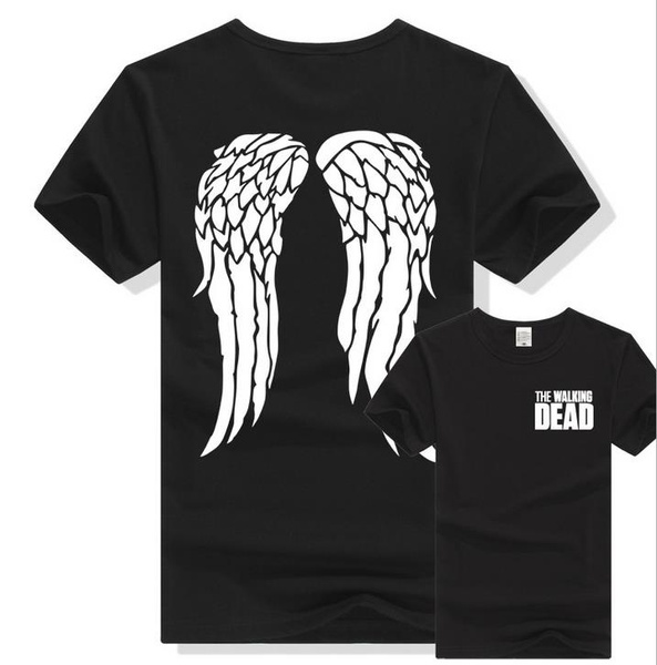 lineær afbryde I virkeligheden The Walking Dead Daryl Dixon Wing Print T-shirts Men's Casual Short Sleeve  100% Cotton T Shirt Tees Tops Male Cotton T-shirts | Wish