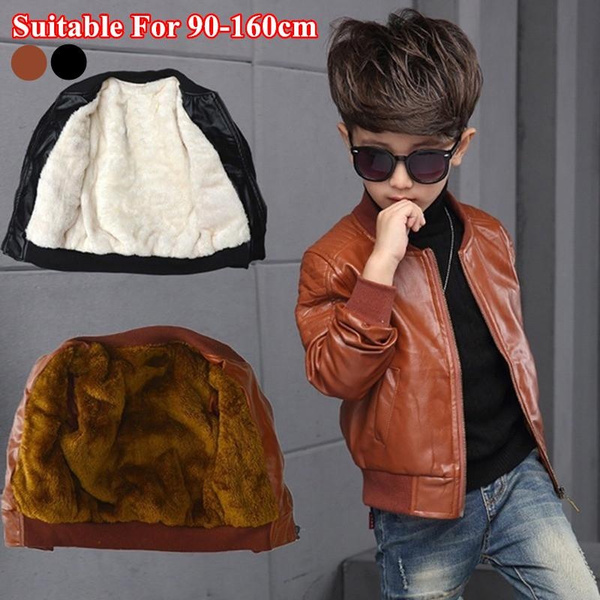 Boys Coats Faux Leather Jackets Children Fashion Outerwear Jacket Brown Black Wish