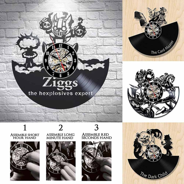 1 Peace Lol Ziggs League Of Legends Game Vinyl Record Wall Clock Vintage Handmade Gift For Kids Lol Wall Sticker Wall Art Cafe Bar Room Home Decor Size 12inch Color Black Wish