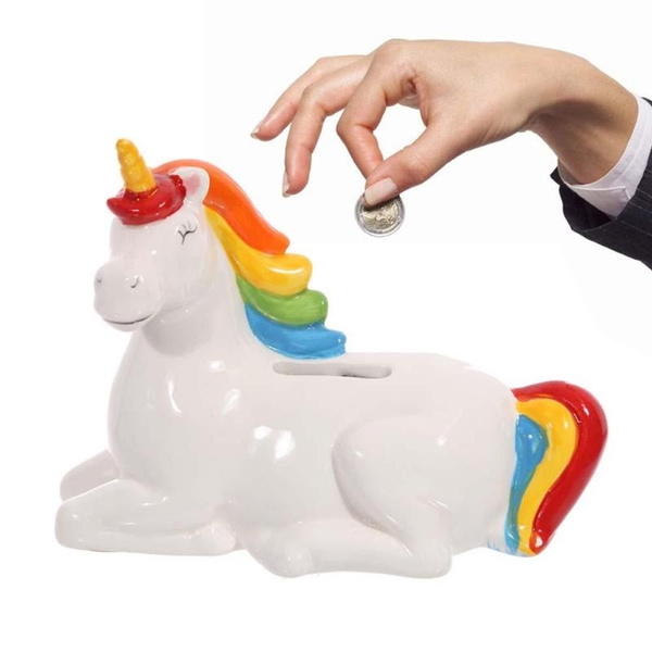 Kids Ceramic Unicorn Piggy Money Coin Saving Box Bank Paint Gift