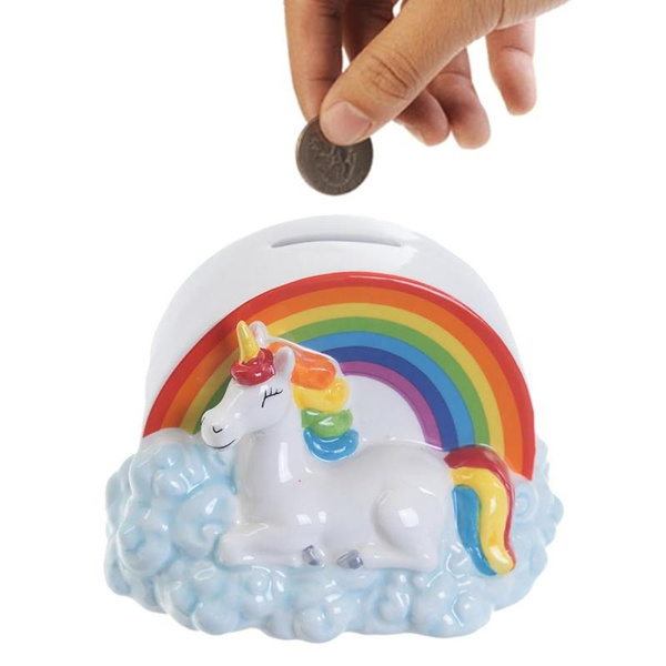 1pc Rainbow Cloud Unicorn Piggy Bank Unicorn Money Box Magical Unicorn Horse Saving Money Box Banks Unique Gifts Idea For Kid Wish