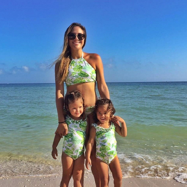 Family Match Mother Daughter Bikini Swimsuit Swimwear Women Kids