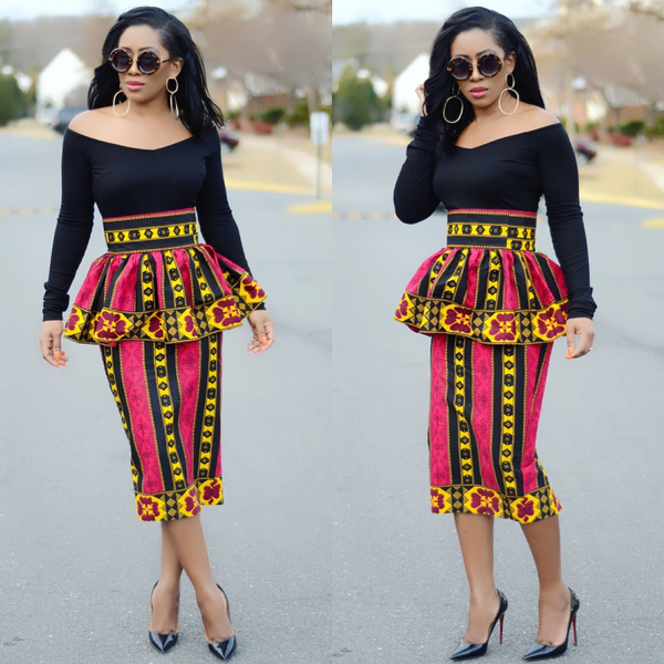 high waist pencil skirt african print