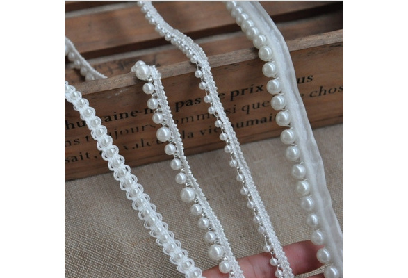 Free Shipping 3yd Fake Pearl Beaded Lace Trim Vintage Mesh Fabric Paillette  Lace Beaded Pearl Trim Braid Lace Applique Rs679 - Lace - AliExpress