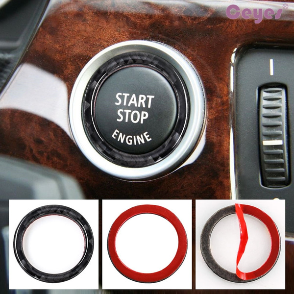 Carbon Fiber Auto Car Engine Start Stop Button Ring Trim For BMW E90 E92 E93 