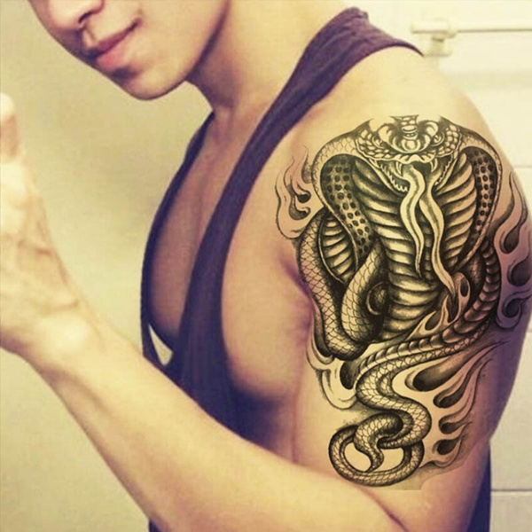 Amin's tattoo - Tiger snake and hanya mask full leg sleeve... | Facebook