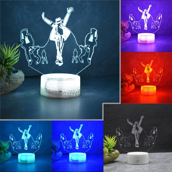 Deltage hellige Anden klasse Michael Jackson Remote 3D Acrylic LED 16 Color Home Decor Night Light Table  Lamp | Wish