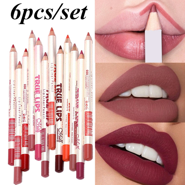 6Pcs Cosmetic Professional Wood Lipliner Waterproof Lady Charming Lip ...