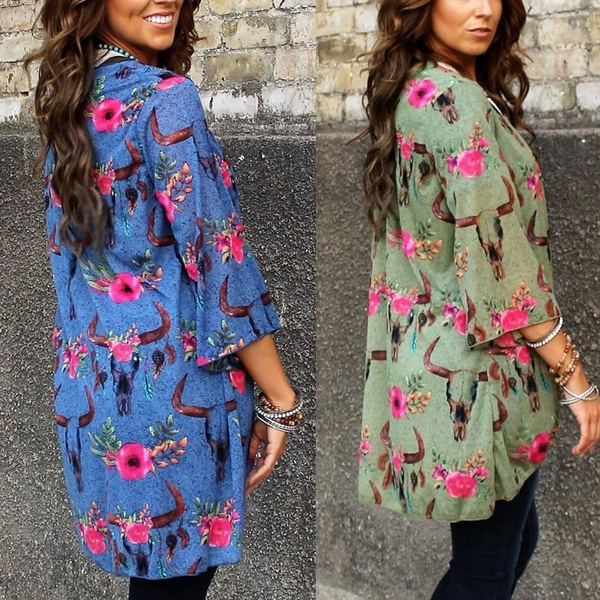 cow skull kimono cardigan