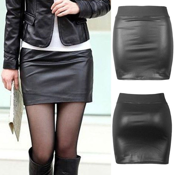  Sexy Mini Leather Dress, Women PU Leather Short