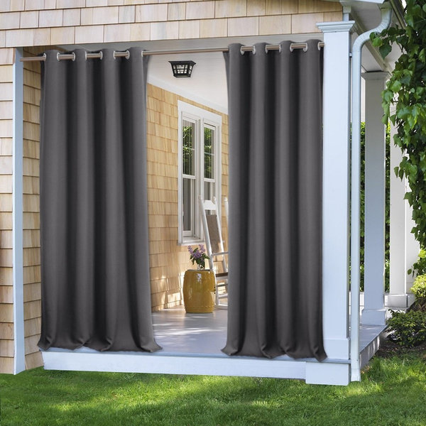 Outdoor Blackout Curtain Fade Resistant Fabric Heavy Duty Grommet Outdoor Drapes Light Block For Patio Porch Wish