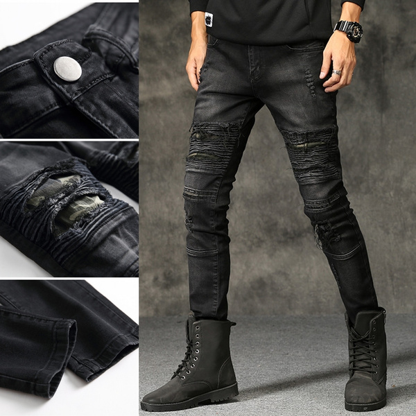 black trashed jeans mens