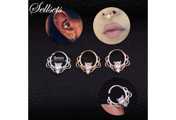 Rose Gold,one Size ruilinyang Fashion 1PC Silver and Gold Color Tribal Septum Jewelry Indian Septum Ring Nose Piercing Daith Earring 