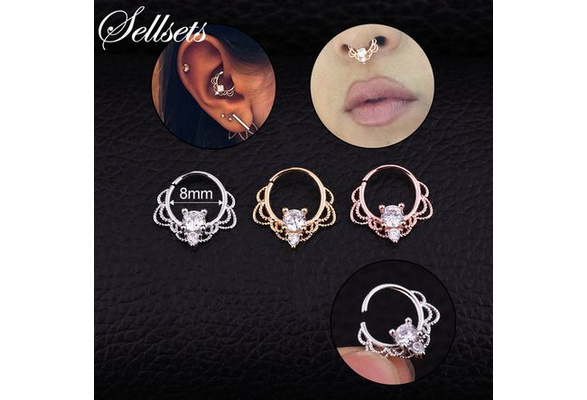 Rose Gold,one Size ruilinyang Fashion 1PC Silver and Gold Color Tribal Septum Jewelry Indian Septum Ring Nose Piercing Daith Earring Rose Gold,one Size ruilinyang Fashion 1PC Silver and Gold Color Tribal Septum Jewelry Indian Septum Ring Nose Piercing Daith Earring