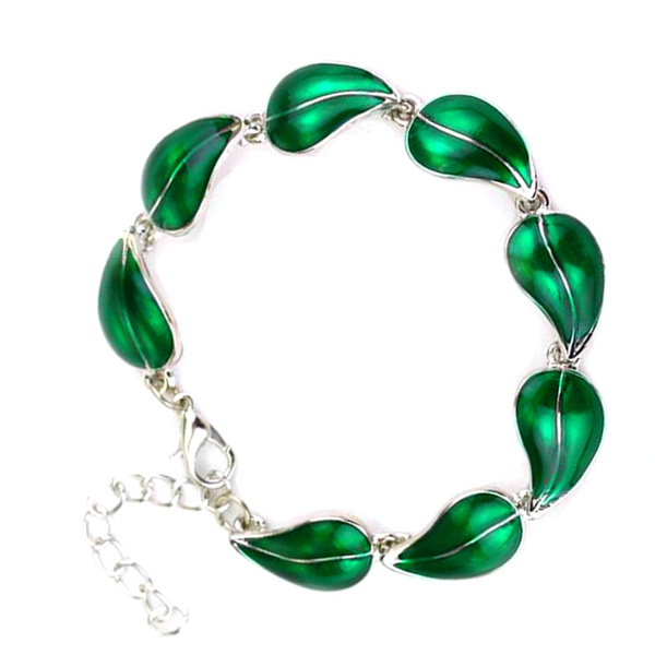 Vintage Personality Exaggerated Snake Chain Green Imitation Gemstone Leaf  Bracelet For Girls - Temu United Arab Emirates