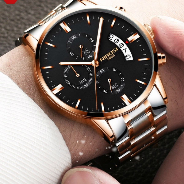 Nibosi Herenhorloges Luxe topmerk Heren gouden horloge Militair leger Ique  quartz horloge zwart wit blauw | Wish