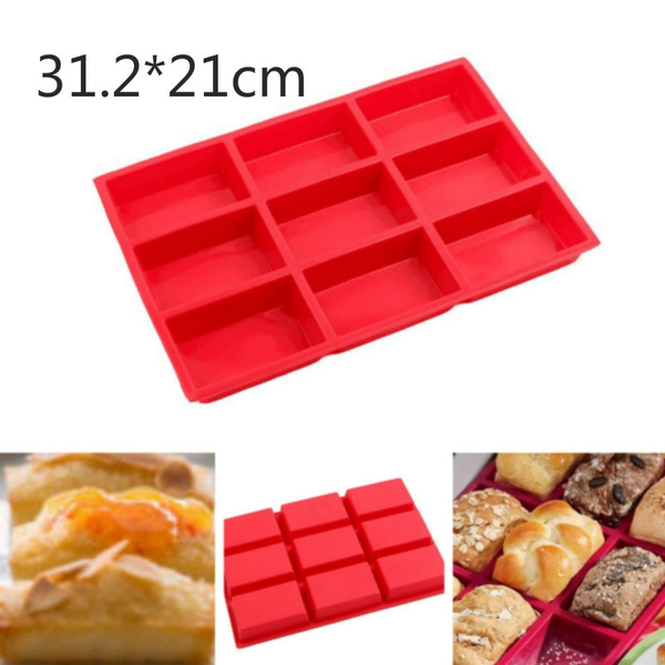 Rectangle 9 Cup Mini Cake Loaf Pan Food Grade Silicone Mold