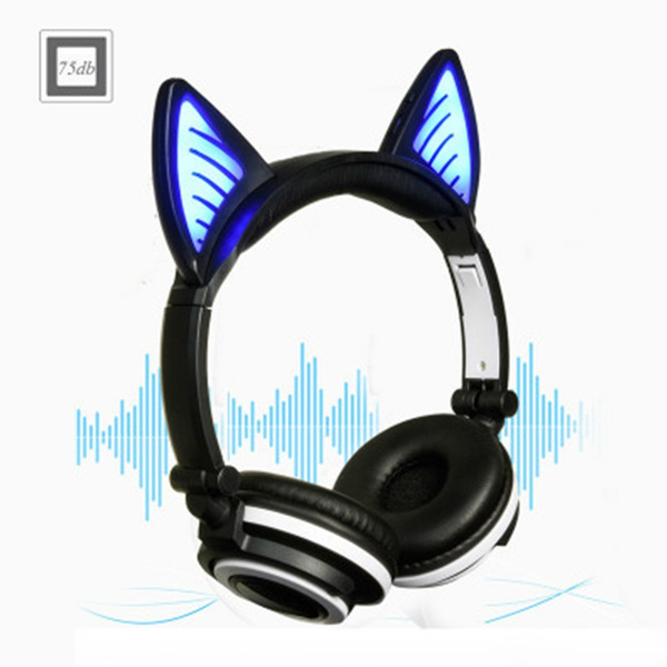 Cute Cat Ear Bluetooth Wireless LED Light Glow Headset Girl