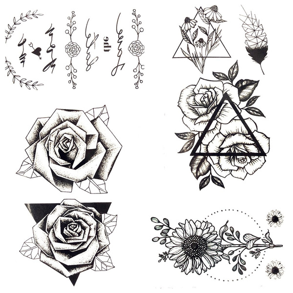 Buy SIMPLY INKED Geometric Rose Temporary Tattoo, Designer Tattoo for all  (Geometric rose tattoo) Pack of 2 Online at Best Prices in India - JioMart.