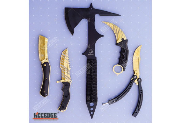 9PC SET GALAXY FIXED CLEAVER TANTO KARAMBIT Bowie HUNTSMAN Hook FLIP  TRAINER