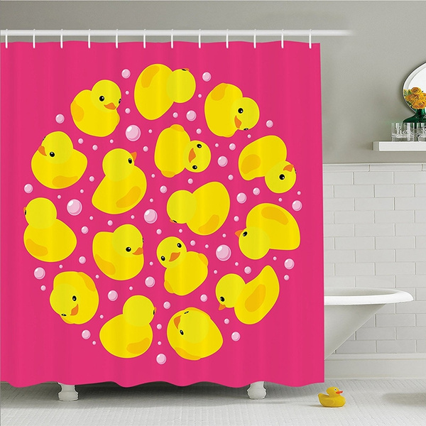 Rubber Duck Shower Curtain Set Fun, Rubber Duck Shower Curtain Fabric