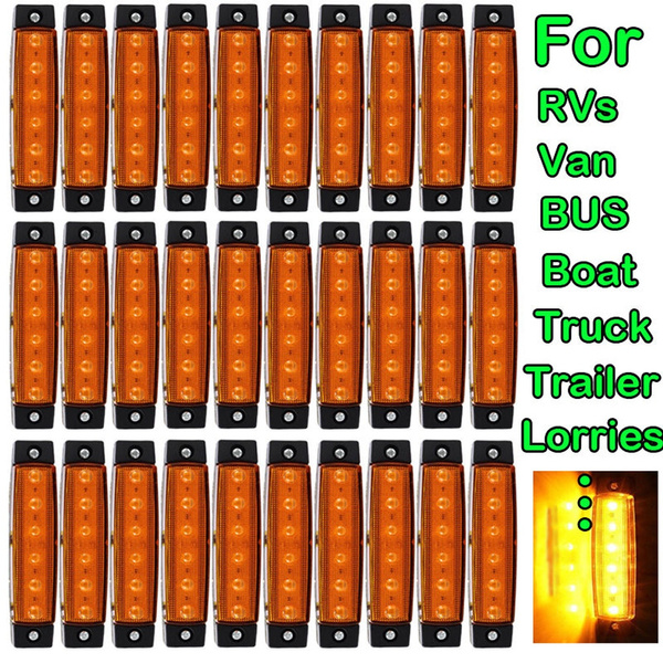 12V Yellow 6 LED Side Marker Indicators Brake Lights For Truck RVs Trailer 30pcs Set Wish