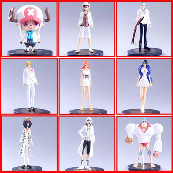 White Suit Anime One Piece Film Gold Luffy Chopper Brook Sanji Nami Zoro  Franky Usopp Nico Robin Figure Model Toys Gift