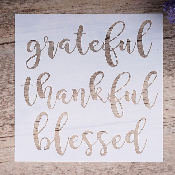 15 cm DIY Craft Thankful Blessed Stencils For Walls Painting ...