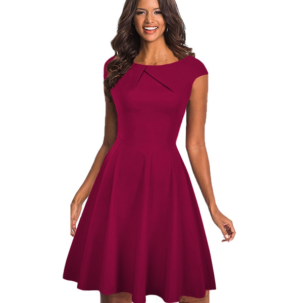 Women Burgundy Skater Dress