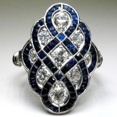 Gorgeous Antique Art Deco Large Italia Style Retro Jewelry Birthstone Floral Jewelry Vintage Rings