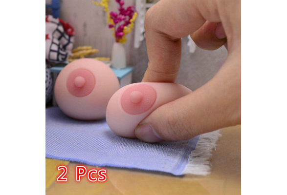 Funny 2 Pcs Squishy Squeeze Slow Rebound Simulation Big Boobs