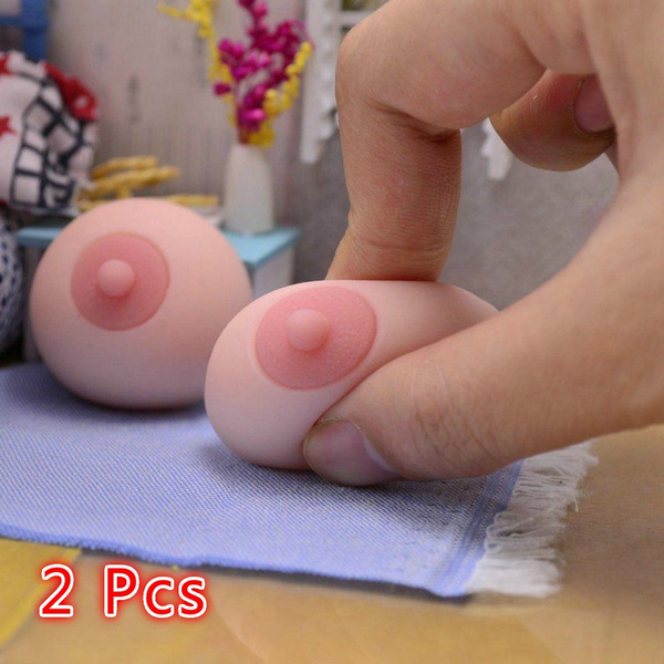 Funny 2 Pcs Squishy Squeeze Slow Rebound Simulation Big Boobs Breast Shaped  Relaxing Depressurize Toy