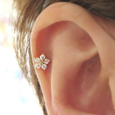 1PC Stainless Steel Zircon Flower Cartilage Earring Tragus Earring Stud Earring Piercing Jewelry